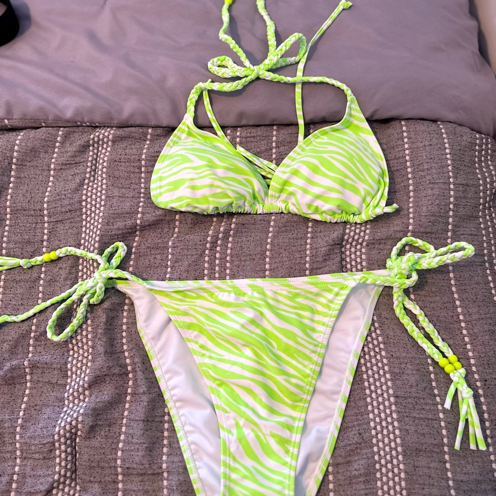 Triangle tie braided bikini set